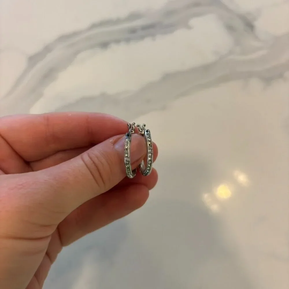 Silver Twisted Rhinestone Earrings